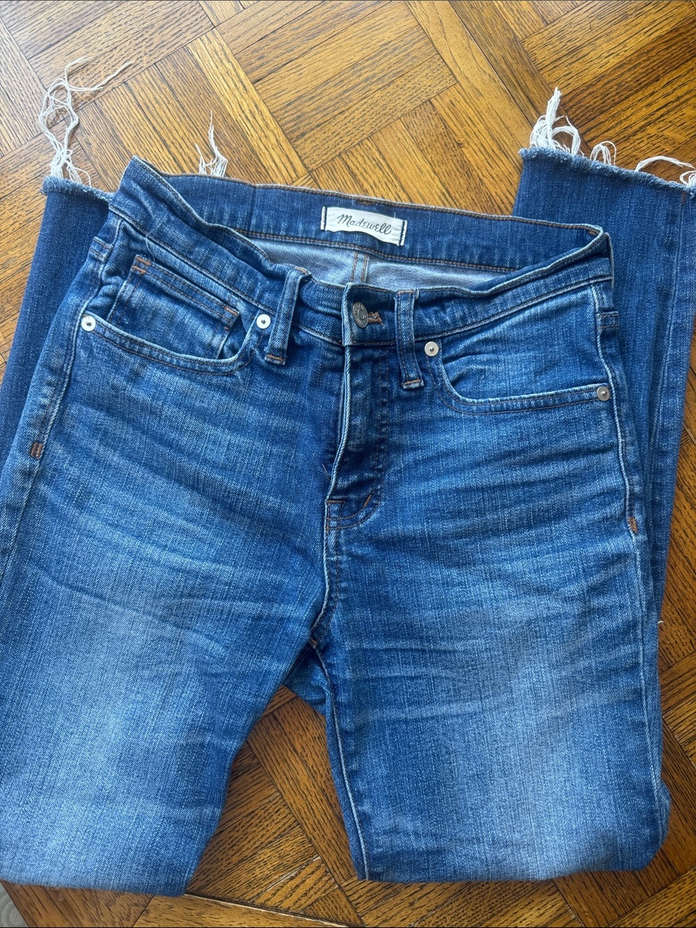 Madewell Women's Straight Leg Mid-Blue Denim Jeans